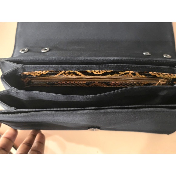 Vintage Missoni Snakeskin Clutch With Removable Shoulder Strap Snap Button Black